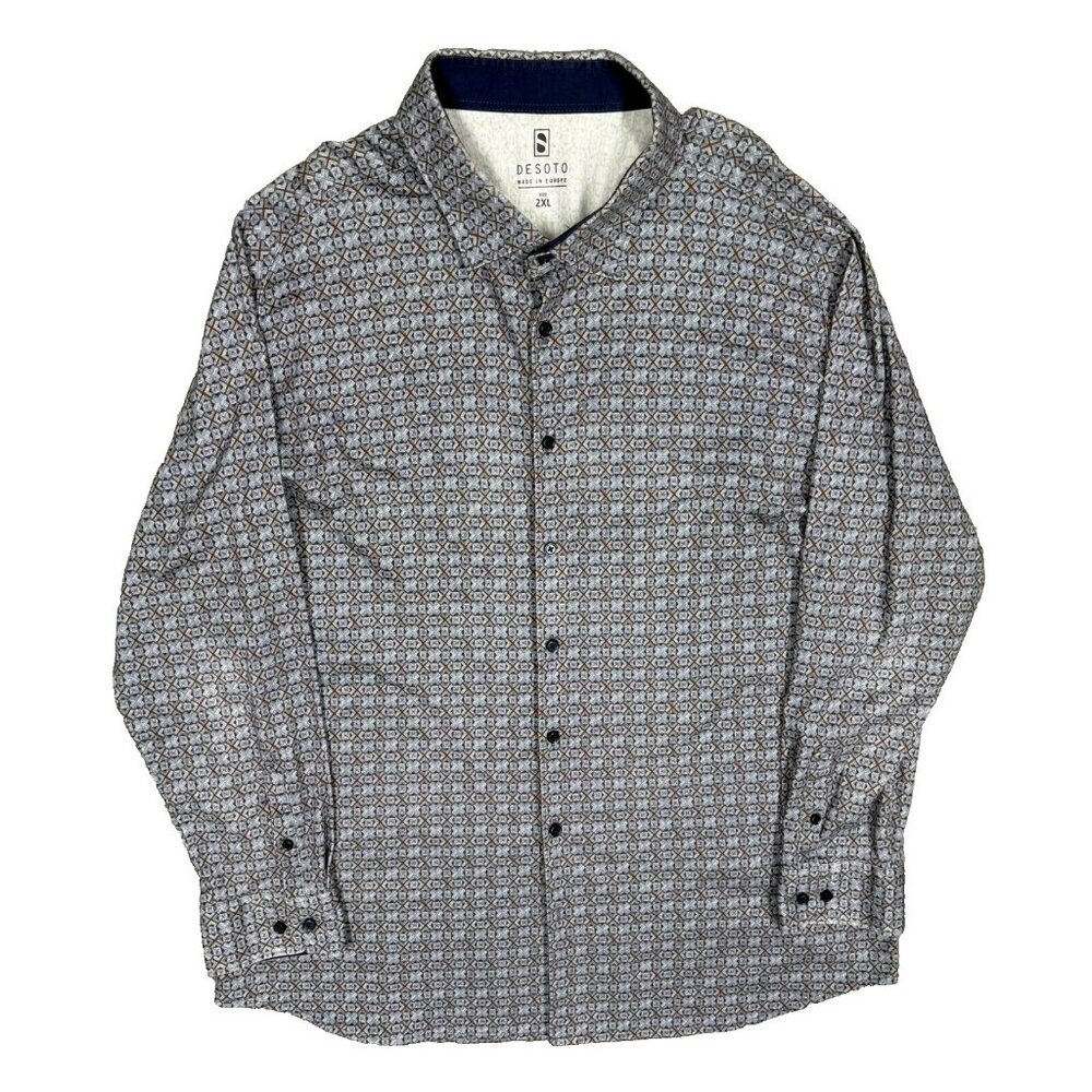 DESOTO Gray Geometric Dress Shirt